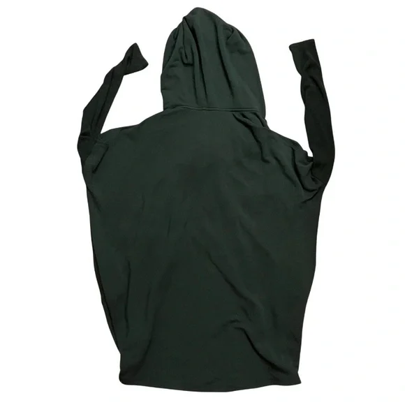 Athleta Purana Wrap Sweatshirt Hooded Pockets Long Sleeve Thumbholes Green Med - Picture 2 of 6